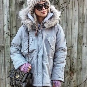 Gray winter parka coat
